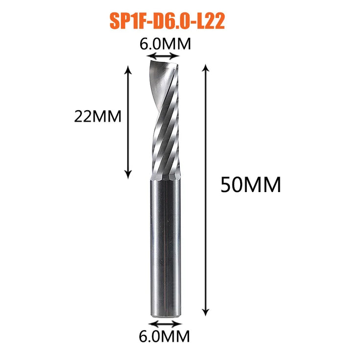 1pc AAAAA 3D CNC Router Bit Incisione Taglio 3.175/4/6 Gambo Singola Flauto Fresa Spiral End Mill Lavorazione Del Legno di Alluminio