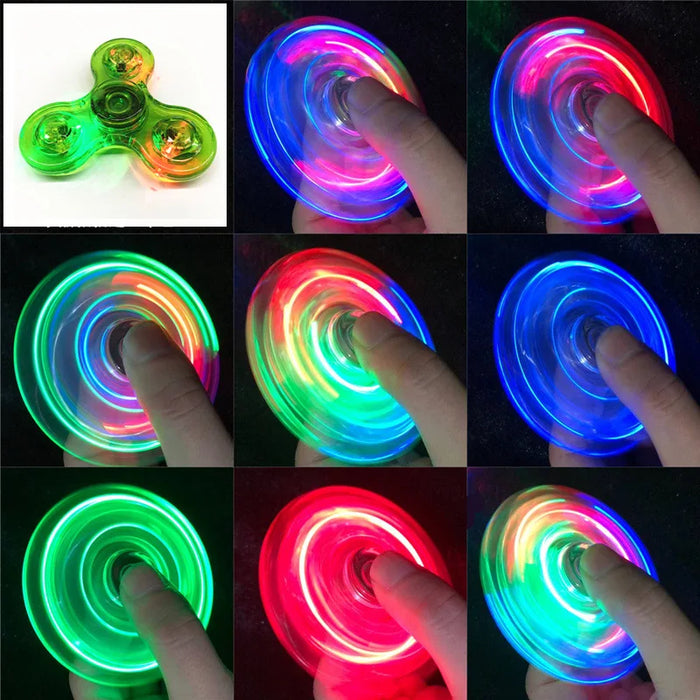 Crystal Luminous LED light Fidget Spinner Hand Top Spinners Glow in Dark EDC giocattoli antistress giroscopio cinetico per bambini