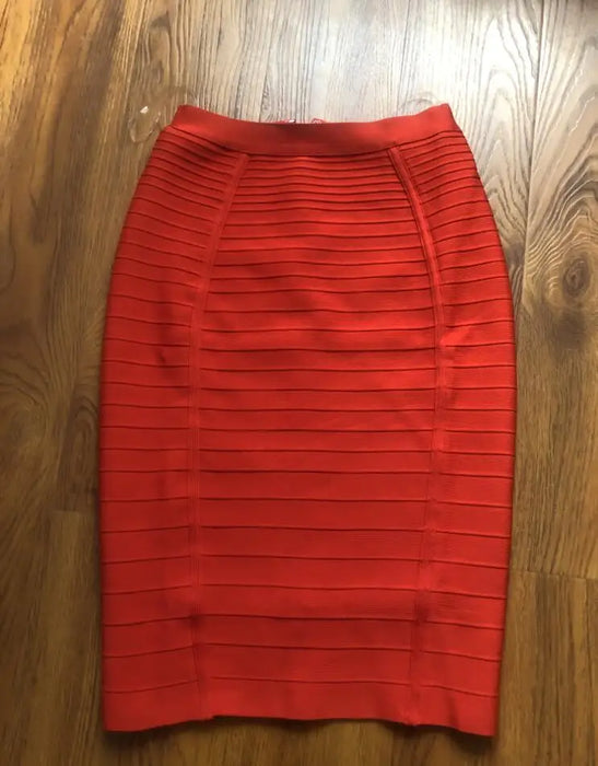 16 Colors Sexy Solid Zipper Orange Blue Black Red Bandage Skirt Women Elastic Bodycon Summer XL XXL Pencil Skirts 58cm