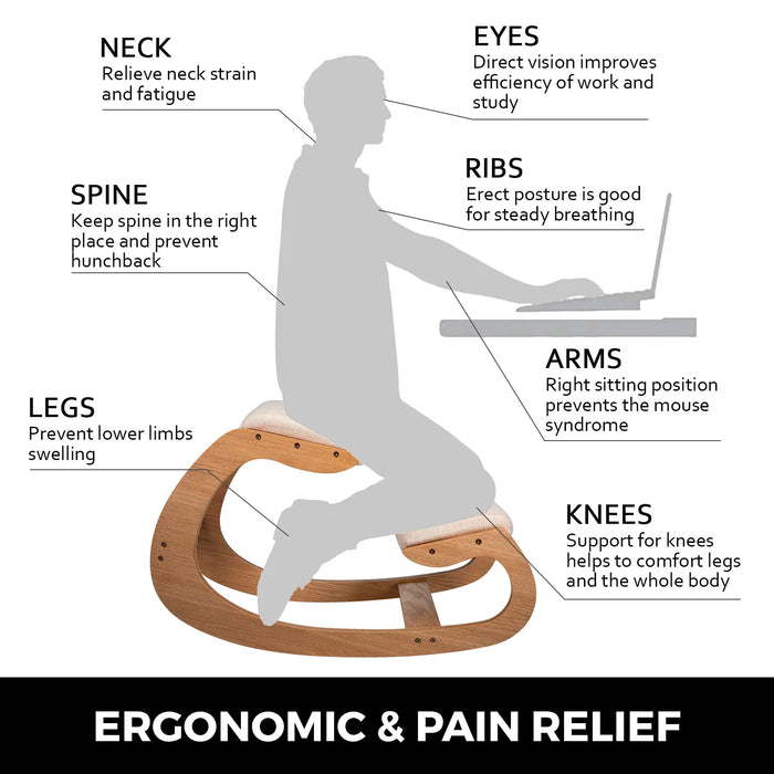 VEVOR Sedia ergonomica inginocchiata in Legno Naturale Laccato Variable Seduta ergonomica Bianco