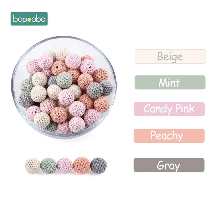 Bopoobo 10pc Baby infermieristica dentizione perline all'uncinetto perline masticabili gioielli fai da te accessori per l'allattamento Gehaakte Toy Baby massaggiagengive 16mm