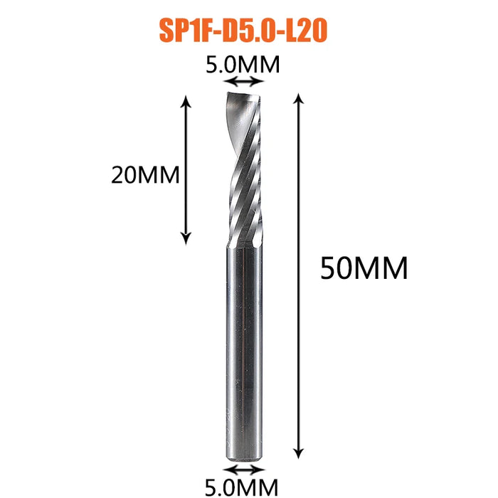 1pc AAAAA 3D CNC Router Bit Incisione Taglio 3.175/4/6 Gambo Singola Flauto Fresa Spiral End Mill Lavorazione Del Legno di Alluminio