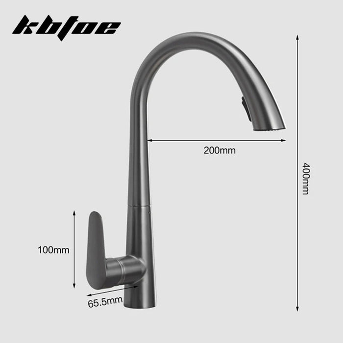 Rubinetto da cucina estraibile grigio pistola rubinetto per lavabo con acqua calda e fredda rubinetto girevole retrattile in bianco e nero 60CM Pull