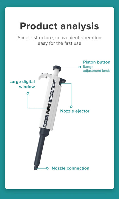 JOANLAB Micropipette da laboratorio pipetta automatica pipetta in plastica regolabile digitale attrezzatura da laboratorio chimica con puntali per Pipette