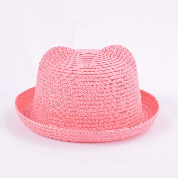 Moda bella ragazze ragazzi cappelli di paglia copricapo estate bambini bambino secchio cappello da sole carino orecchio solido floscio berretto da spiaggia per i bambini