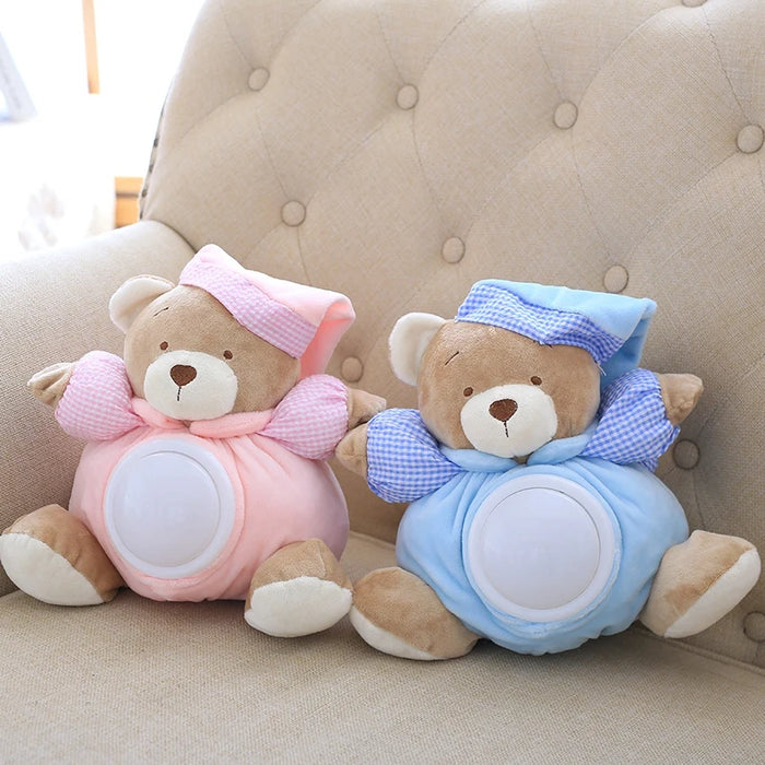 25cm Kawaii Teddy Bear Musical Light peluche Dolls Pat Lamp Sleeping Comfort LED Night Light placare Bear Toys for Girls Gifts