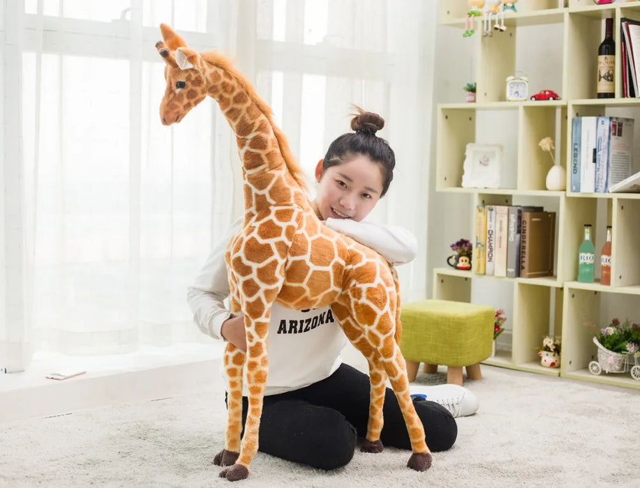 Enorme vita reale giraffa giocattoli di peluche bambole di peluche carine simulazione morbida bambola giraffa regalo di compleanno giocattolo per bambini arredamento camera da letto