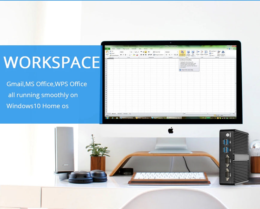 Mini PC industriale senza ventola Celeron J4125 Windows 10 Pro HTPC Dual LAN Gigabit 2 COM WiFi HDMI 2955U Mini Computer Desktop