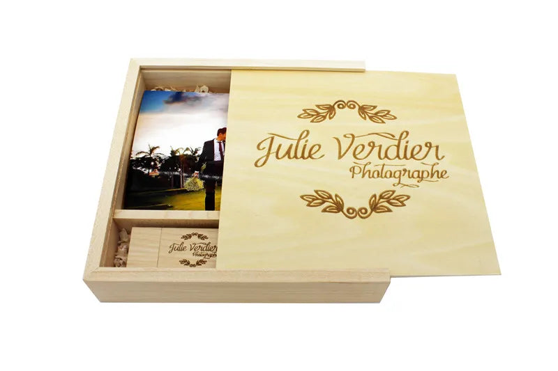 Album fotografico in acero JASTER scatola USB in legno Memory Stick Pendrive 8GB 16GB 32GB 64GB 128GB fotografia regalo LOGO gratuito (170*170*35 MM)