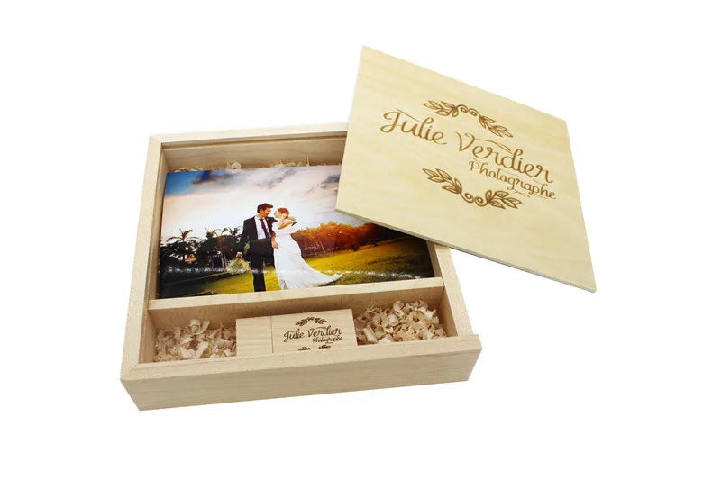 Album fotografico in acero JASTER scatola USB in legno Memory Stick Pendrive 8GB 16GB 32GB 64GB 128GB fotografia regalo LOGO gratuito (170*170*35 MM)