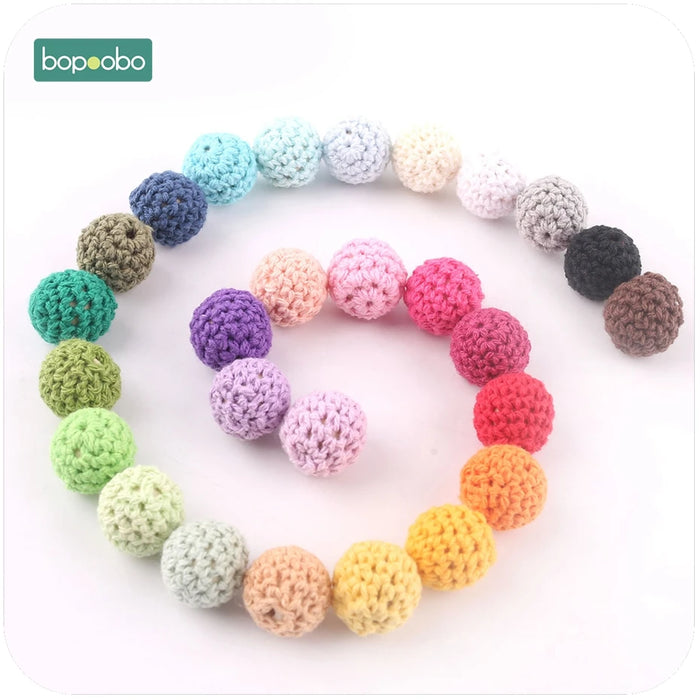 Bopoobo 10pc Baby infermieristica dentizione perline all'uncinetto perline masticabili gioielli fai da te accessori per l'allattamento Gehaakte Toy Baby massaggiagengive 16mm