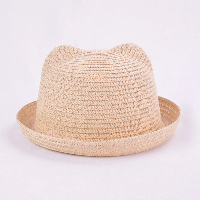 Moda bella ragazze ragazzi cappelli di paglia copricapo estate bambini bambino secchio cappello da sole carino orecchio solido floscio berretto da spiaggia per i bambini