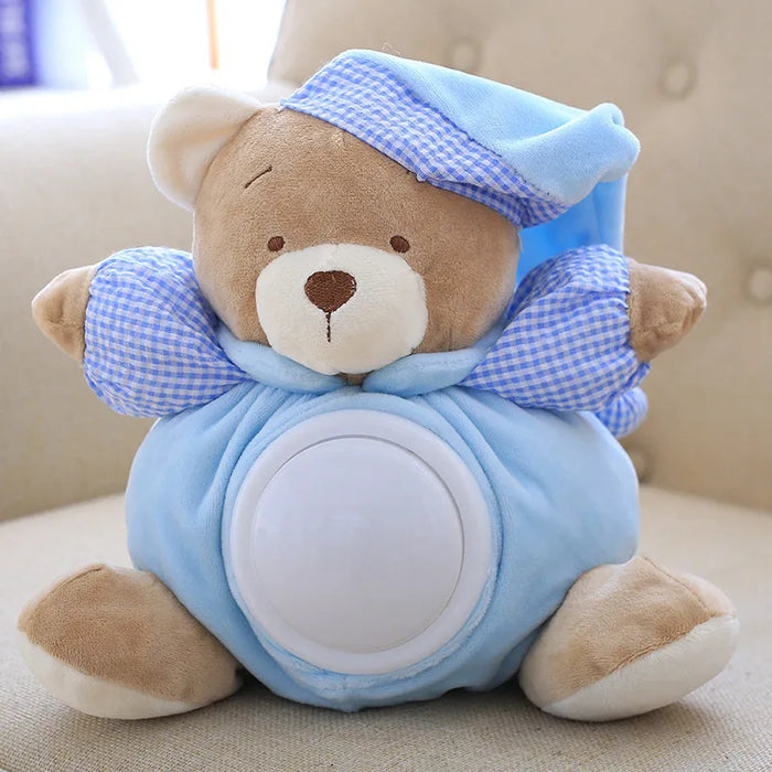 25cm Kawaii Teddy Bear Musical Light peluche Dolls Pat Lamp Sleeping Comfort LED Night Light placare Bear Toys for Girls Gifts