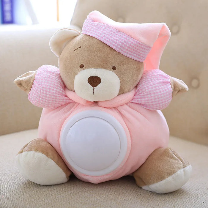 25cm Kawaii Teddy Bear Musical Light peluche Dolls Pat Lamp Sleeping Comfort LED Night Light placare Bear Toys for Girls Gifts