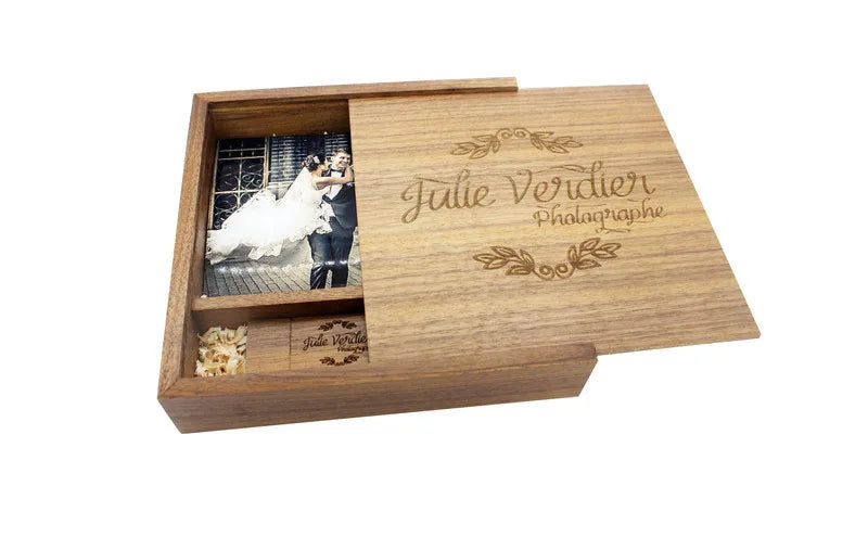 Album fotografico in acero JASTER scatola USB in legno Memory Stick Pendrive 8GB 16GB 32GB 64GB 128GB fotografia regalo LOGO gratuito (170*170*35 MM)