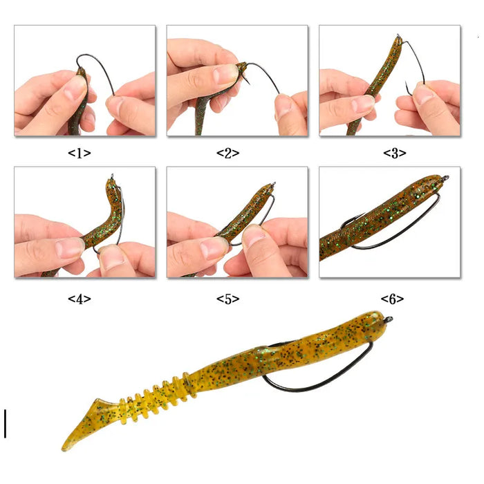 20pcs Wide Gap Worm ami da pesca Jig Crank Big Bass Hook Black High Carbon Steel Crank spinato Hook per Soft Fishing Lure