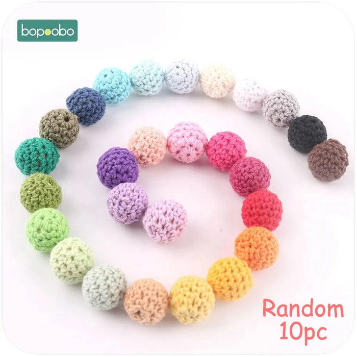 Bopoobo 10pc Baby infermieristica dentizione perline all'uncinetto perline masticabili gioielli fai da te accessori per l'allattamento Gehaakte Toy Baby massaggiagengive 16mm