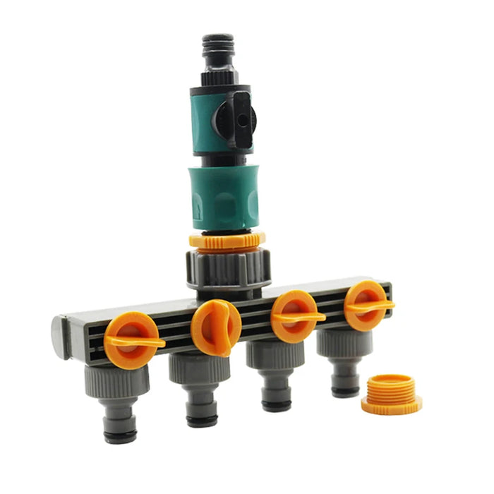 1 Set (3 pezzi) connettore per tubo dell'acqua Shunt a 4 vie Splitter per tubo flessibile con connettori rapidi valvola di controllo irrigazione per irrigazione da giardino