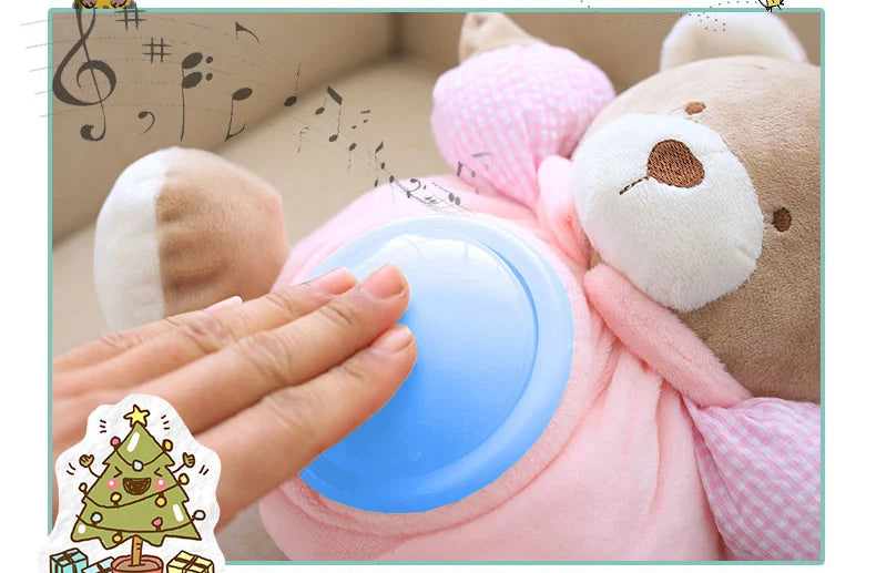 25cm Kawaii Teddy Bear Musical Light peluche Dolls Pat Lamp Sleeping Comfort LED Night Light placare Bear Toys for Girls Gifts