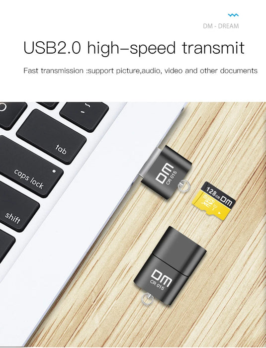 Lettore di schede Micro SD DM CR015 con innovativo slot per schede TF cambia il lettore di schede in una chiavetta USB per computer o per auto