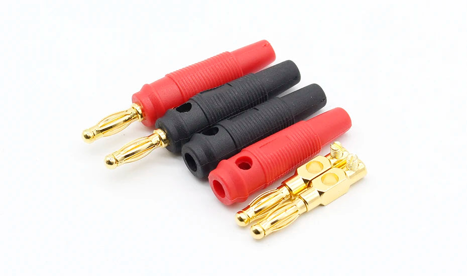 4pcs Nuovo 4 millimetri Tappi di rame puro Placcato Oro Musicale Speaker Cable Wire Spille Spina A Banana Connettori