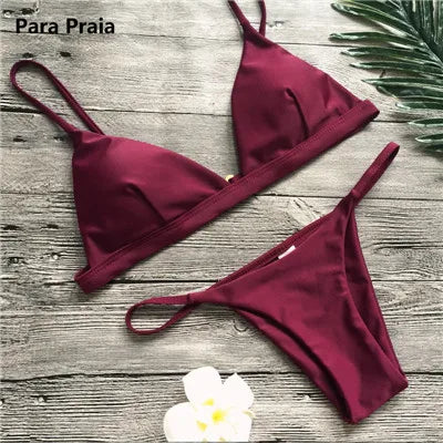 9 colori Solid Bikini Set 2023 Sexy Push Up costumi da bagno donna costume da bagno brasiliano vita bassa Biquini Halter due pezzi costume da bagno