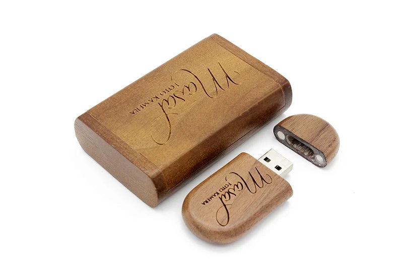 SHANDIAN LOGO gratuito in legno + scatola USB 2.0 Pen drive 4 GB 16 GB 32 GB 64 GB Flash Drive Memory stick fotografia di matrimonio regalo U Disco