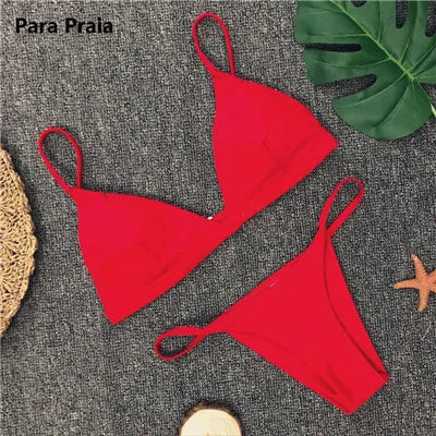 9 colori Solid Bikini Set 2023 Sexy Push Up costumi da bagno donna costume da bagno brasiliano vita bassa Biquini Halter due pezzi costume da bagno