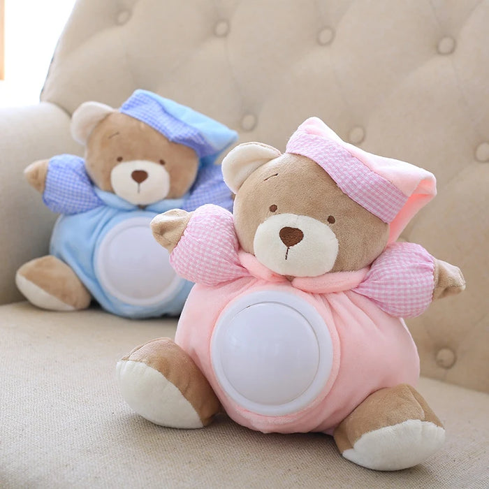 25cm Kawaii Teddy Bear Musical Light peluche Dolls Pat Lamp Sleeping Comfort LED Night Light placare Bear Toys for Girls Gifts