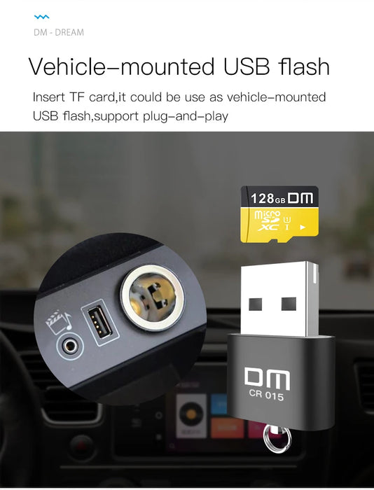 Lettore di schede Micro SD DM CR015 con innovativo slot per schede TF cambia il lettore di schede in una chiavetta USB per computer o per auto