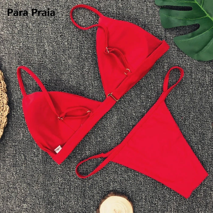 9 colori Solid Bikini Set 2023 Sexy Push Up costumi da bagno donna costume da bagno brasiliano vita bassa Biquini Halter due pezzi costume da bagno