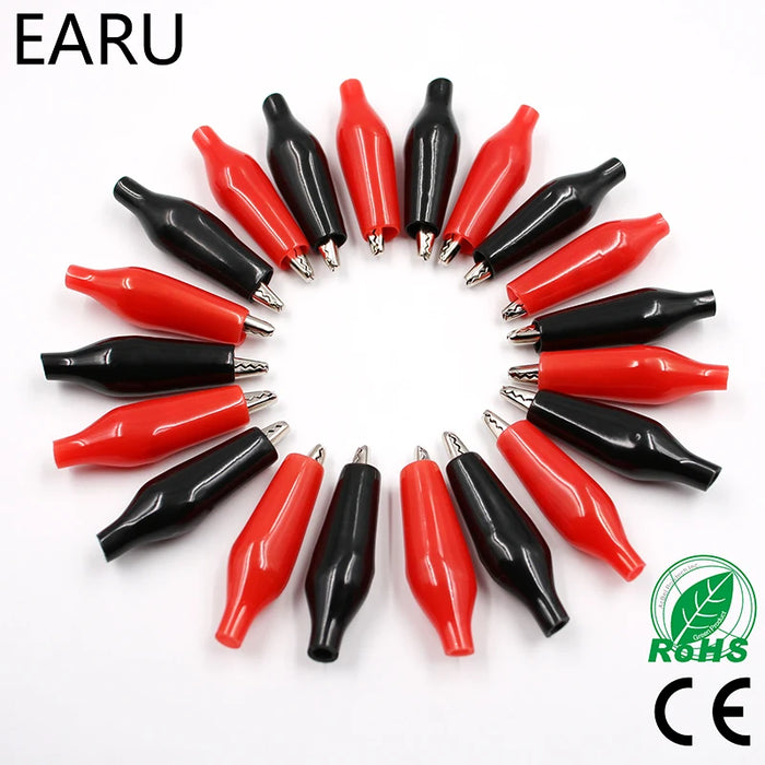 20pcs28MM Clip a coccodrillo in metallo G98 coccodrillo pinza elettrica test sonda metro nero rosso con stivale in plastica batteria Auto Auto