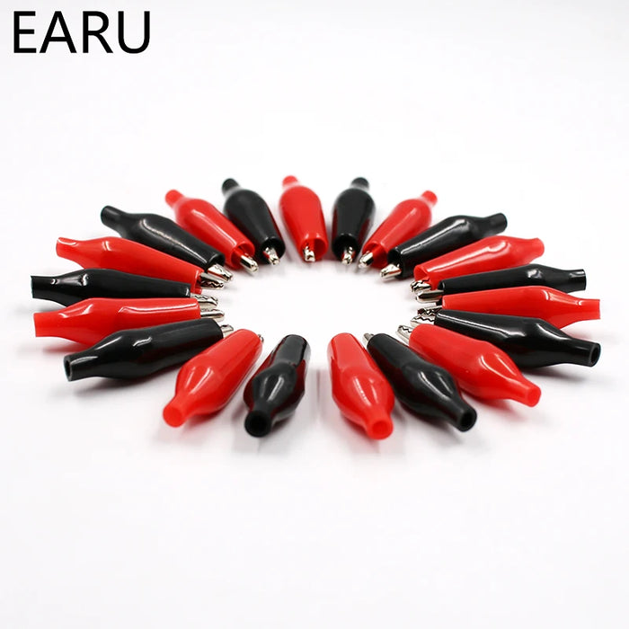 20pcs28MM Clip a coccodrillo in metallo G98 coccodrillo pinza elettrica test sonda metro nero rosso con stivale in plastica batteria Auto Auto