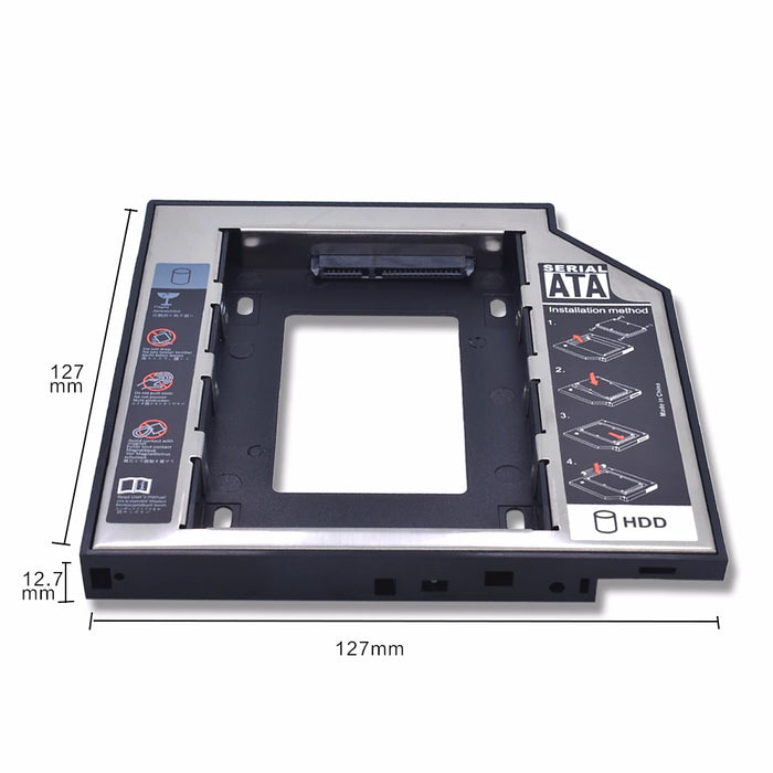 TISHRIC Universal 2nd HDD Caddy 9.5 12.7mm SATA 3.0 2.5 Hard disk Caddy Adapter DVD SSD per Laptop Optical Bay HDD Case