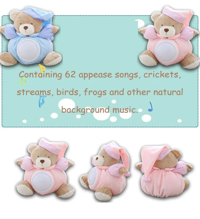 25cm Kawaii Teddy Bear Musical Light peluche Dolls Pat Lamp Sleeping Comfort LED Night Light placare Bear Toys for Girls Gifts