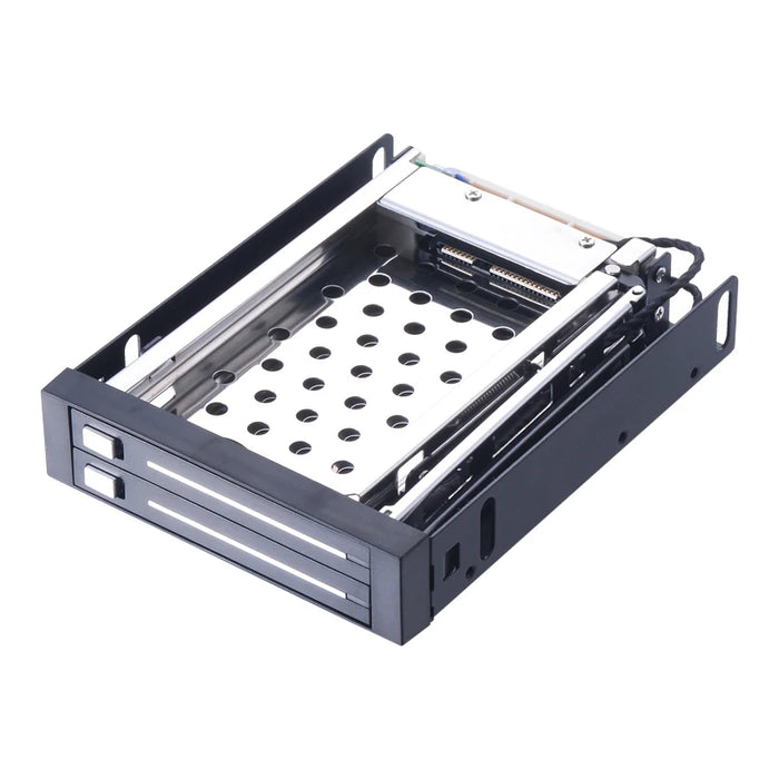 Nuovo ST2522 2-Bay 2.5 "SATA Hot-Swap interno SSD in alluminio HDD Mobile Rack per 3.5" Floppy Device Bay