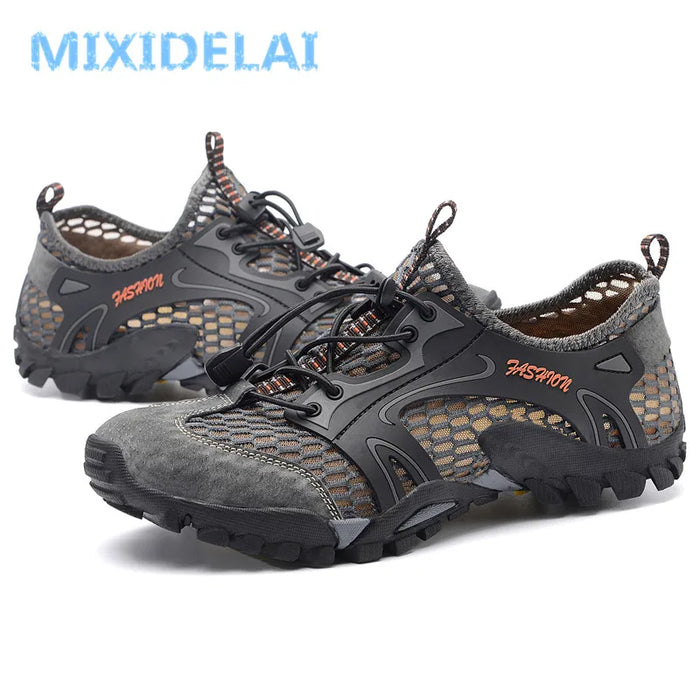 2024 Estate Primavera Scarpe da uomo di grandi dimensioni Casual Mesh in pelle artificiale Patchwork Traspirante Outdoor Scarpe da ginnastica maschili Calzature da passeggio