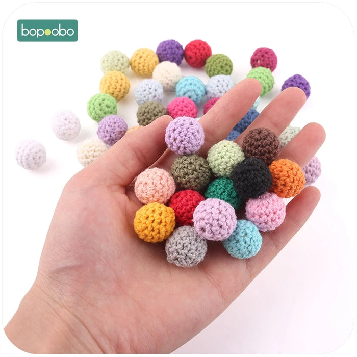 Bopoobo 10pc Baby infermieristica dentizione perline all'uncinetto perline masticabili gioielli fai da te accessori per l'allattamento Gehaakte Toy Baby massaggiagengive 16mm