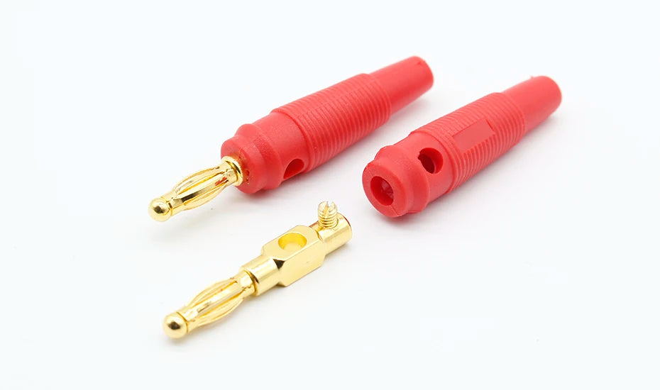 4pcs Nuovo 4 millimetri Tappi di rame puro Placcato Oro Musicale Speaker Cable Wire Spille Spina A Banana Connettori