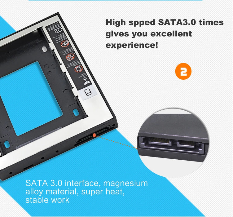 TISHRIC Universal 2nd HDD Caddy 9.5 12.7mm SATA 3.0 2.5 Hard disk Caddy Adapter DVD SSD per Laptop Optical Bay HDD Case