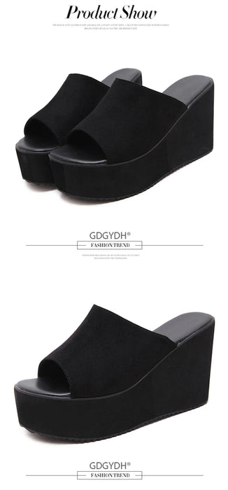 Gdgydh Summer Slip On donna zeppe sandali piattaforma tacchi alti moda punta aperta scarpe Casual da donna vendita comoda di promozione