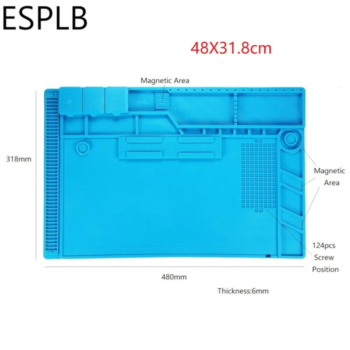 ESPLB Tappetino di riparazione isolante Stazione di saldatura in silicone resistente al calore Tipi di tappetini Tappetino da lavoro Piattaforma da scrivania Stazione di saldatura BGA