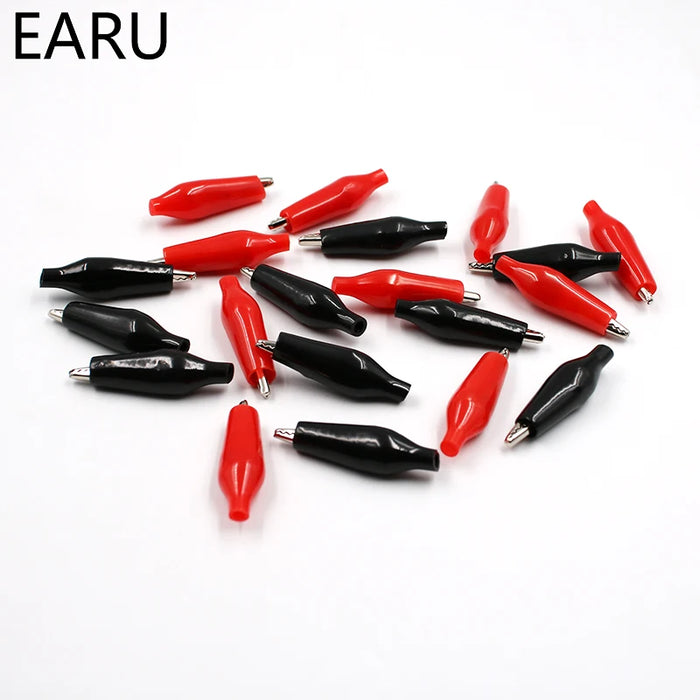 20pcs28MM Clip a coccodrillo in metallo G98 coccodrillo pinza elettrica test sonda metro nero rosso con stivale in plastica batteria Auto Auto