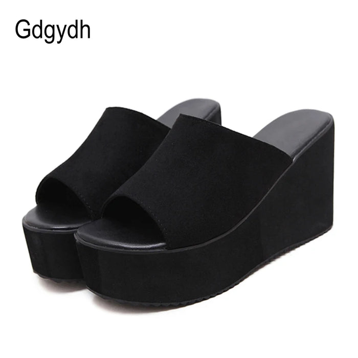 Gdgydh Summer Slip On donna zeppe sandali piattaforma tacchi alti moda punta aperta scarpe Casual da donna vendita comoda di promozione