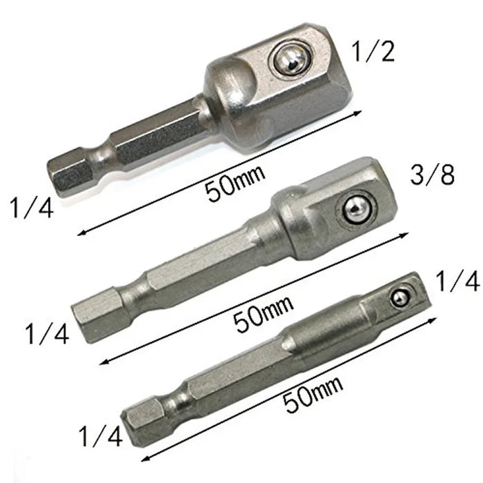 Set di adattatori per prese in acciaio al cromo vanadio codolo esagonale 1/4 "3/8" 1/2 "Set di punte per trapano Set di utensili elettrici TF003