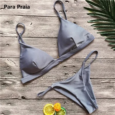 9 colori Solid Bikini Set 2023 Sexy Push Up costumi da bagno donna costume da bagno brasiliano vita bassa Biquini Halter due pezzi costume da bagno