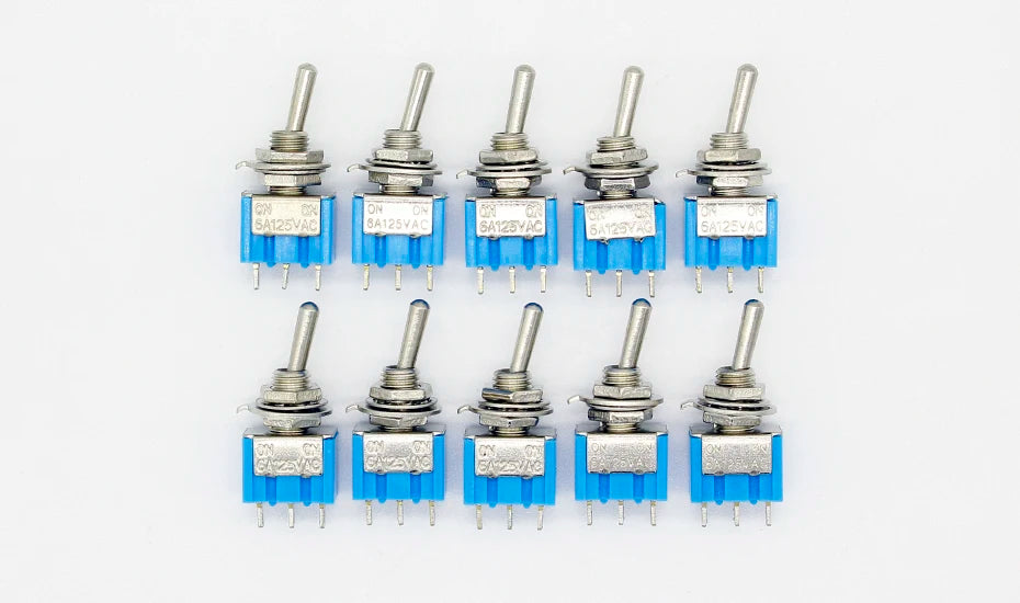 10 pz/lotto Blu Mini MTS-102 3-Spille SPDT ON-ON 6A 125VAC In Miniatura Interruttori A Levetta