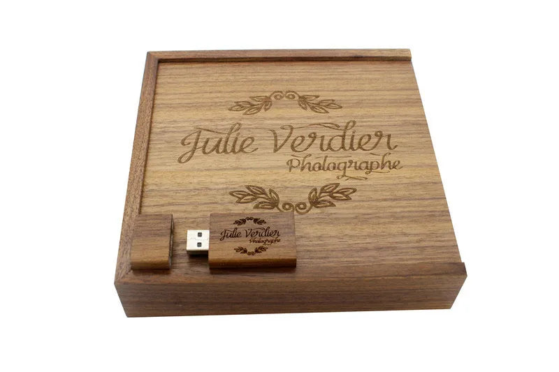 Album fotografico in acero JASTER scatola USB in legno Memory Stick Pendrive 8GB 16GB 32GB 64GB 128GB fotografia regalo LOGO gratuito (170*170*35 MM)