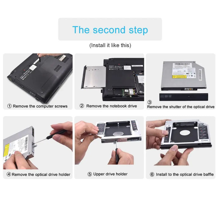 TISHRIC Universal 2nd HDD Caddy 9.5 12.7mm SATA 3.0 2.5 Hard disk Caddy Adapter DVD SSD per Laptop Optical Bay HDD Case