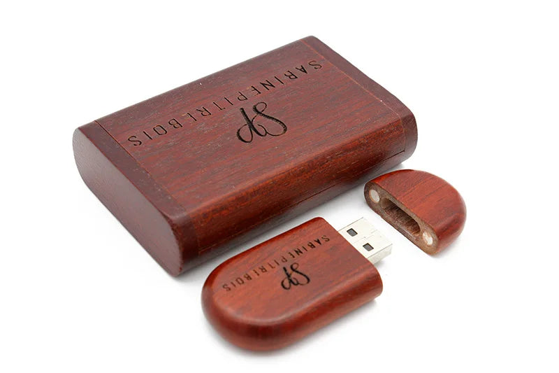 SHANDIAN LOGO gratuito in legno + scatola USB 2.0 Pen drive 4 GB 16 GB 32 GB 64 GB Flash Drive Memory stick fotografia di matrimonio regalo U Disco